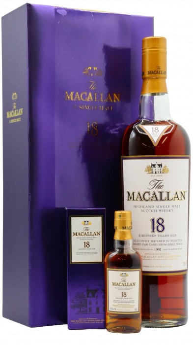 Macallan Light Mahogany Sherry Oak & Miniature 1991 18 year old