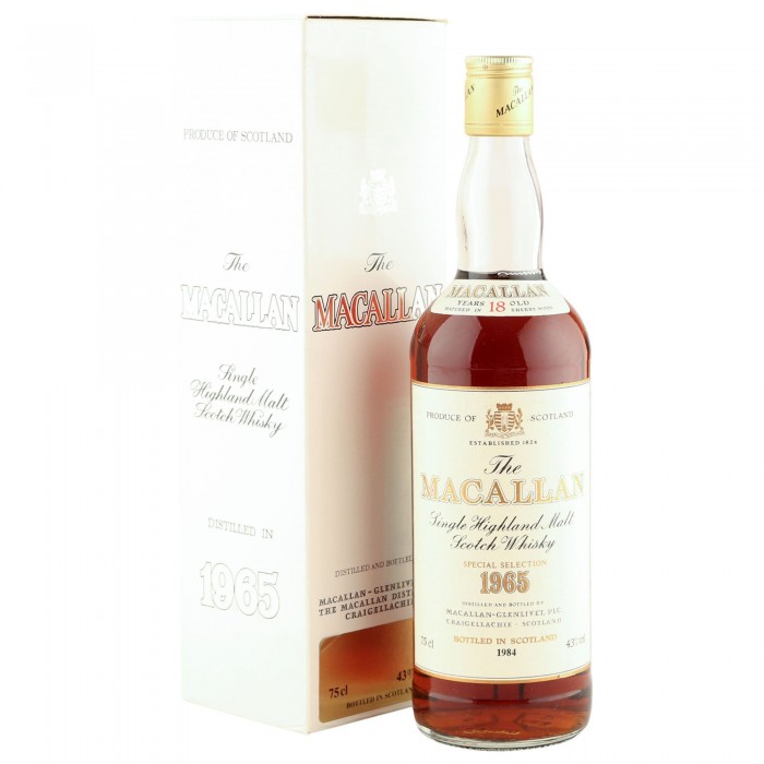 Macallan 1965 18 Year Old, Vintage UK 1984 Bottling with Box