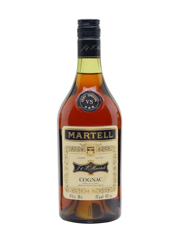 Martell 3 Star Cognac Cream Label Bottled 1970s