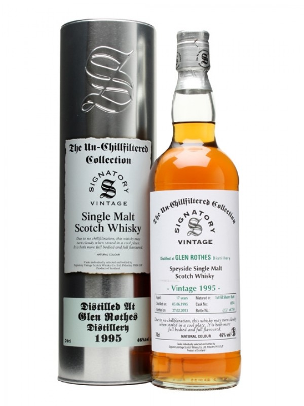 Glenrothes 1995 17 Year Old Sherry Butt 6974 Signatory Un-Chillfiltered Collection