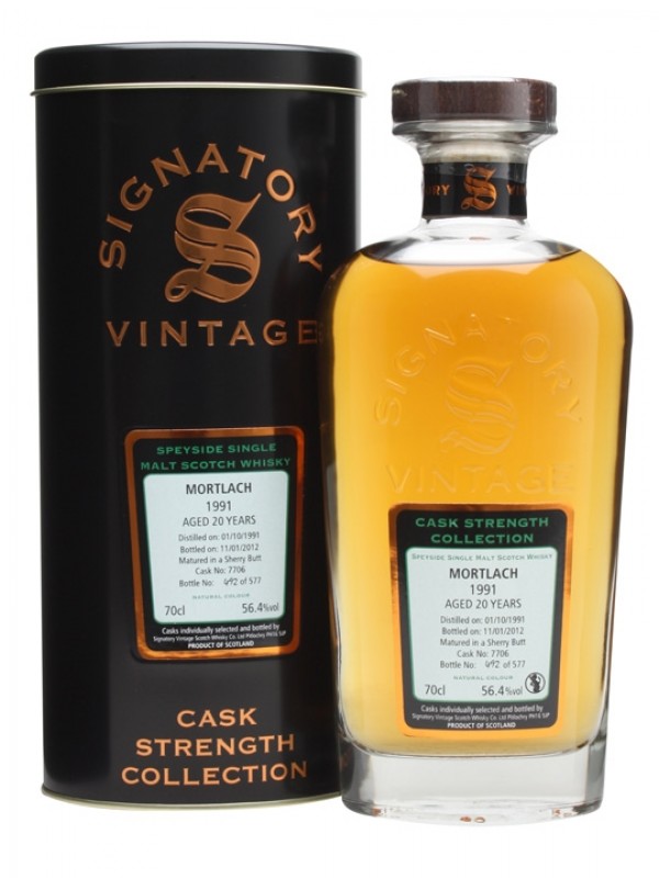 Mortlach 1991 20 Year Old Sherry Butt #7706 Signatory Cask Strength Collection